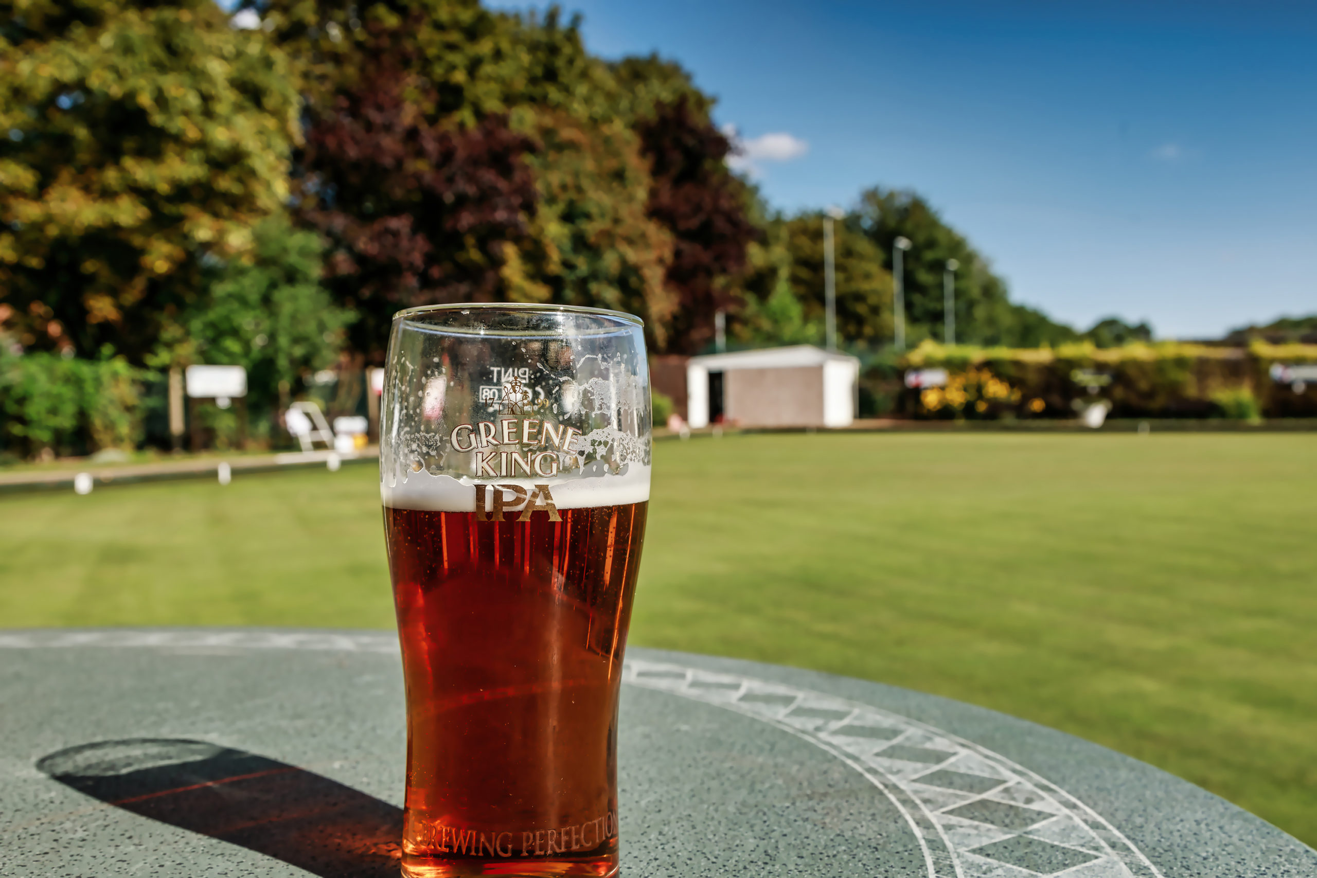Lawn Bowls Aston Clinton Buckinghamshire A pint of beer at Aston Clinton Lawn Bowls Club Buckinghamshire